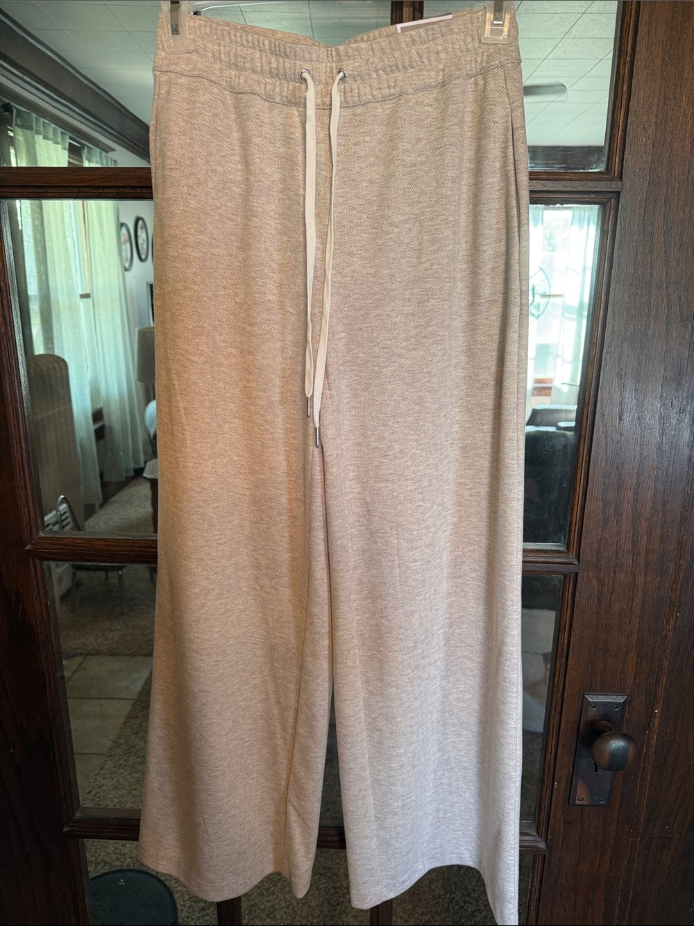 Autres‎ Filles Herringbone Wide Leg Pull On Pants Beige Cream JQ26287HCHU XS